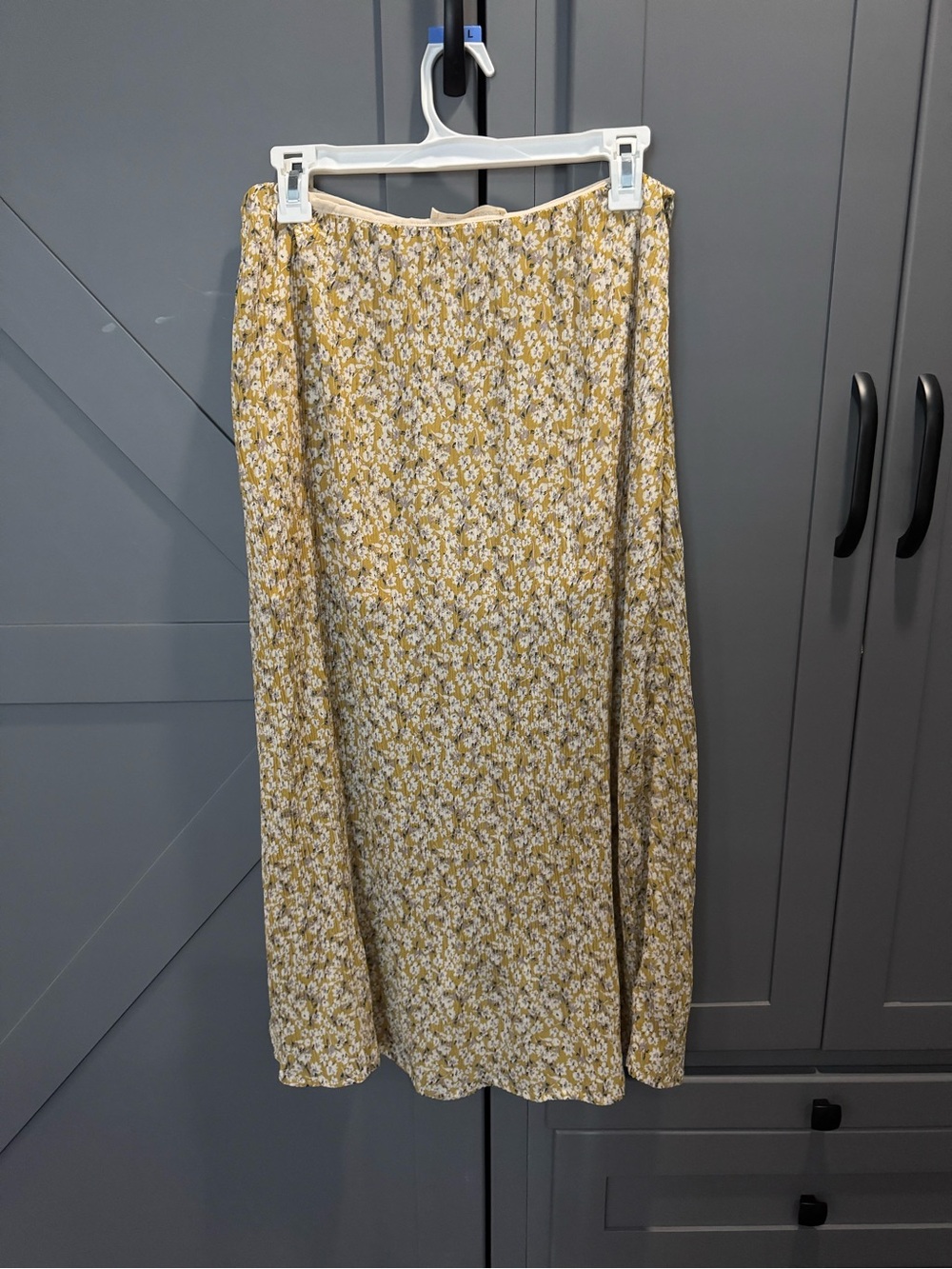 Blue Tassel Womens Yellow Floral Midi Skirt